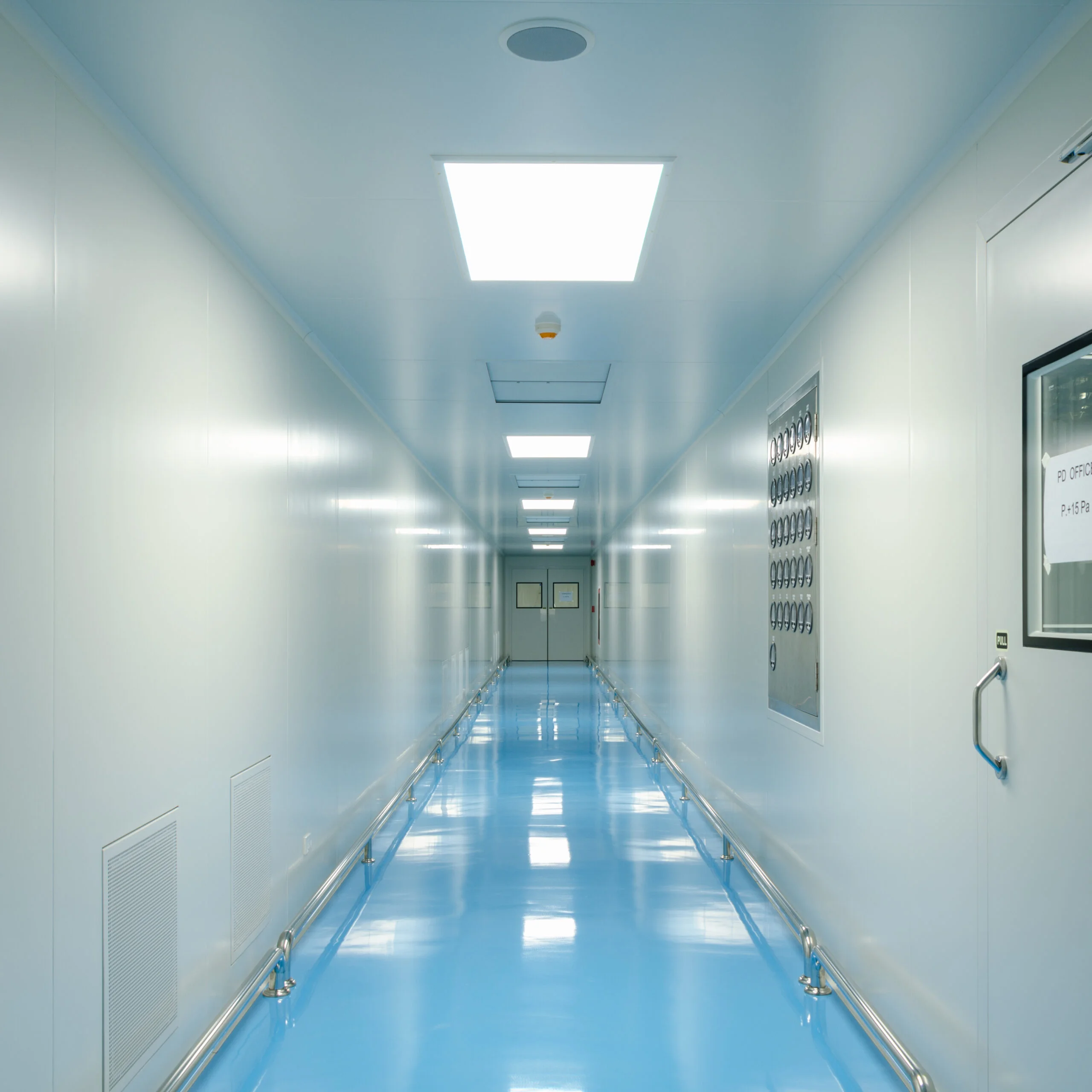 Seamless epoxy hospital floor in Albuquerque installed by 505 Garage Floors, a hygienic, chemical-resistant surface for clean rooms.
